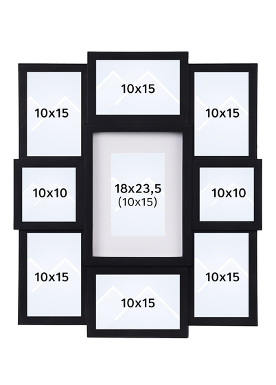 Focus Collageramme - Svart, 9 bilder